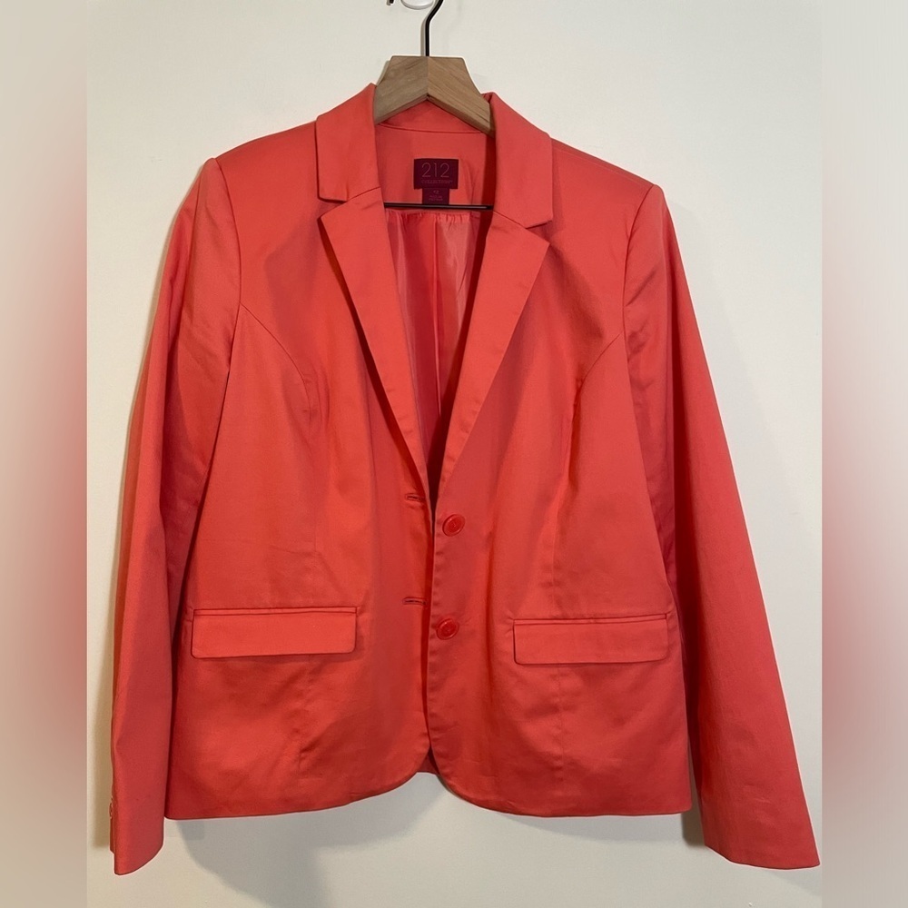 212 Collection Women’s Salmon Pink Lined Two Button Blazer Jacket Size 12